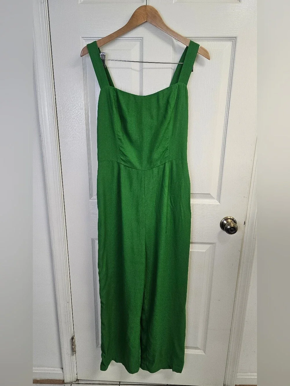 Reformation Alva Linen Wide Leg Jumpsuit Palm Green Size 10